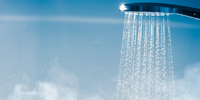 Efficient water heating in action during a hot shower