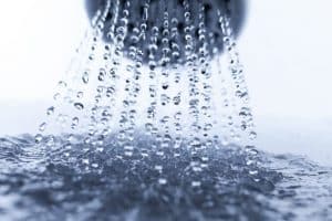 Hot water coming from shower head