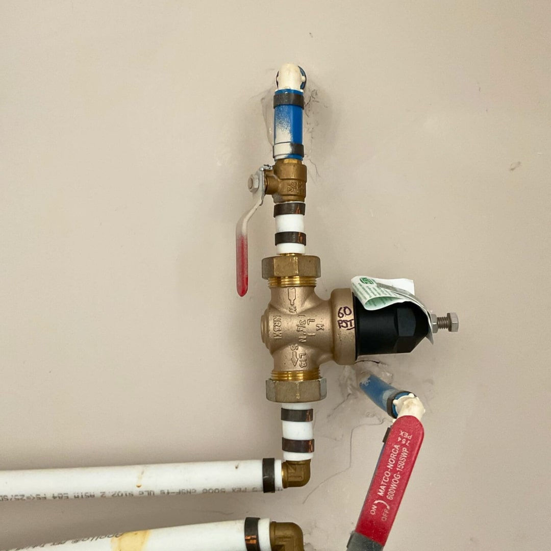 newly installed water pressure regulator