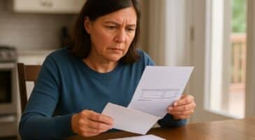 homeowner wonders why is my water bill so high looking at high water bill at kitchen table
