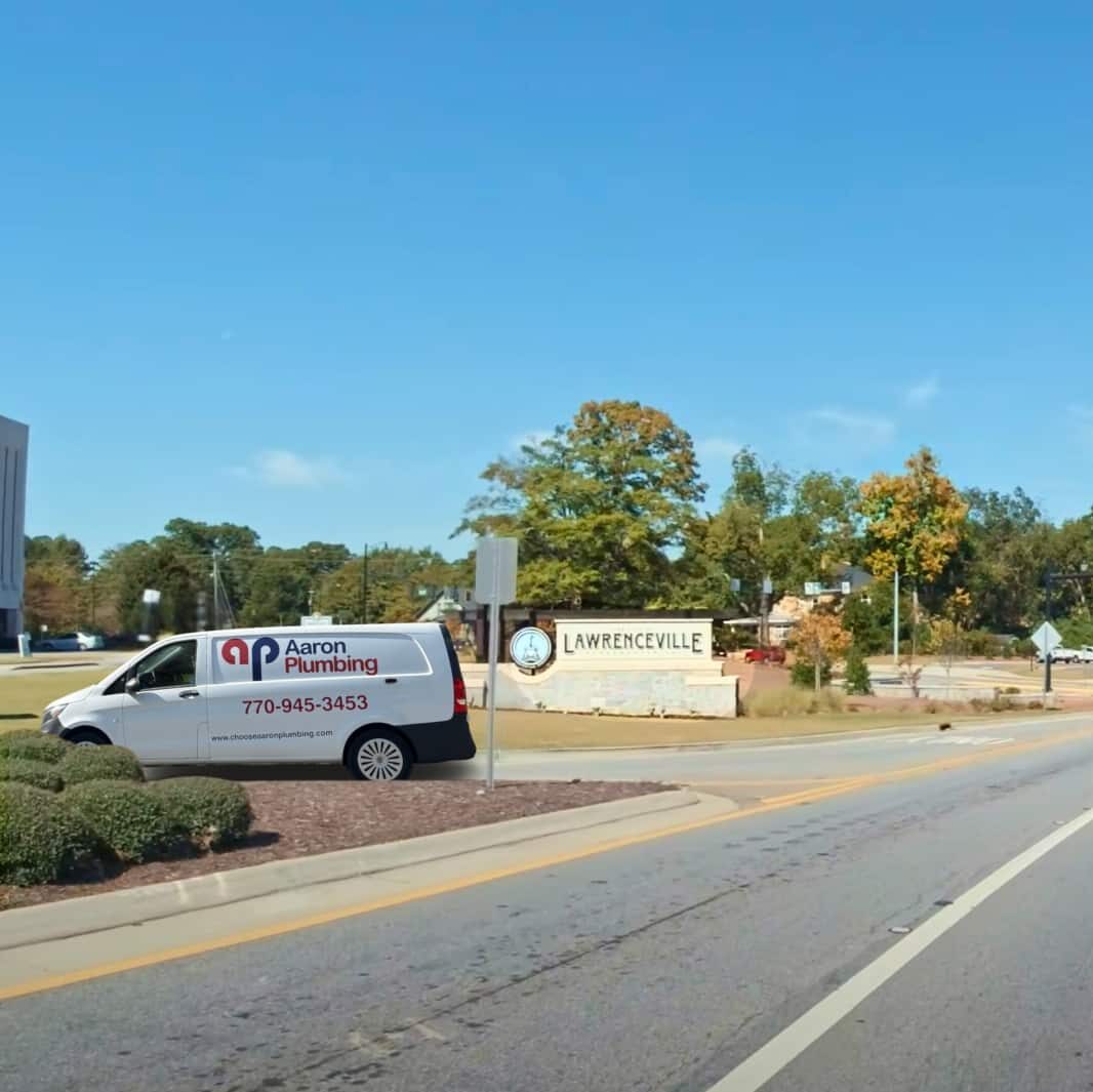 Aaron Plumbing truck for a Lawrenceville water heater repair