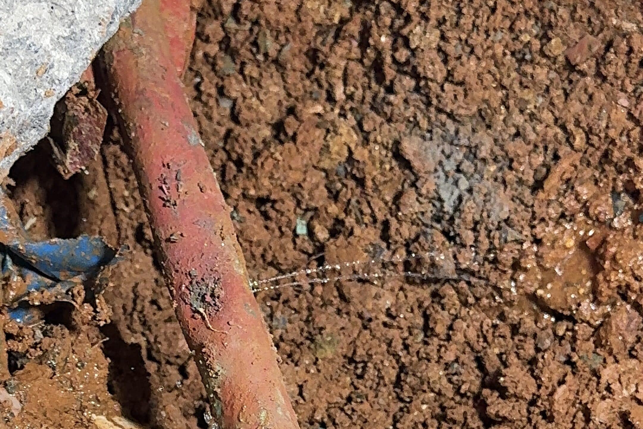 a tiny hole in this pipe required a slab leak repair Roswell