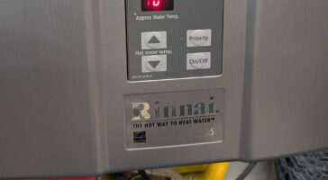 Rinnai Tankless Water Heater displaying 1 of many possible tankless water heater error codes