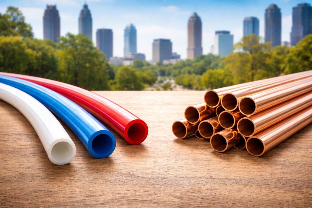 PEX vs copper pipes comparison for Atlanta homes