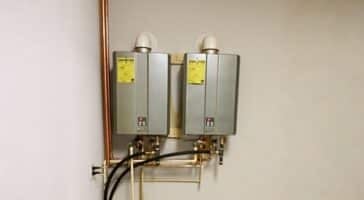 two tankless heaters protected by their Rinnai tankless water heater warranty