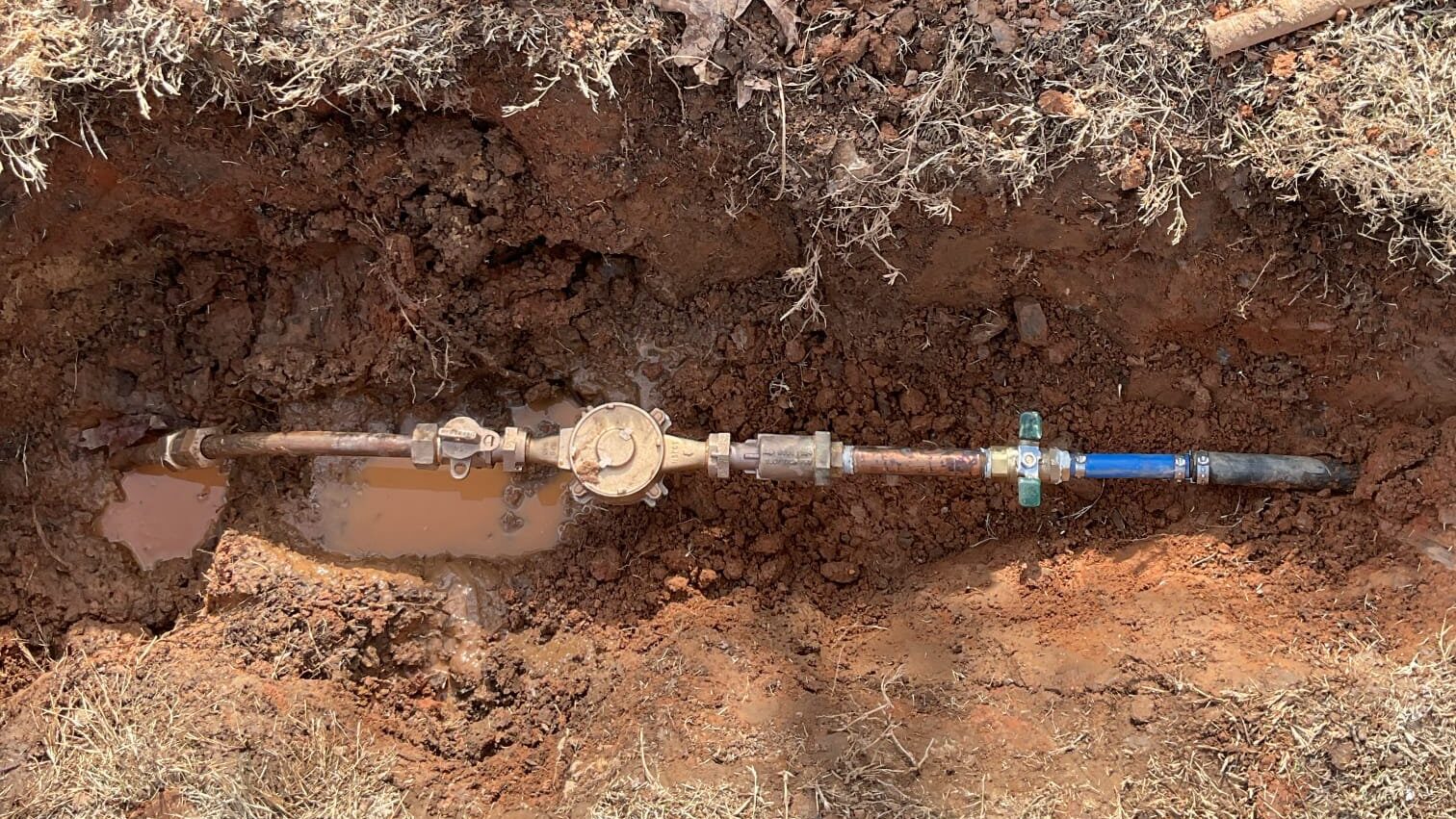 A completed water line repair in North Atlanta