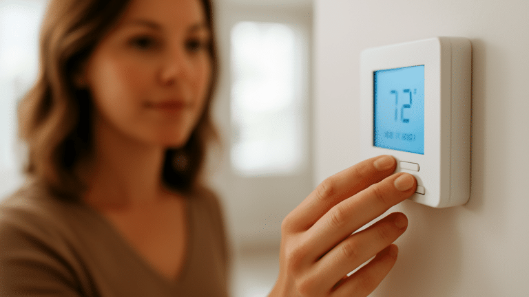 a homeowner who knows What Temperature to Set Air Conditioner in Summer changes her thermostat setting