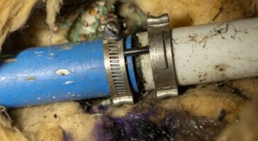 example of polybutylene problems: old cracked polybutylene pipe in lawrenceville
