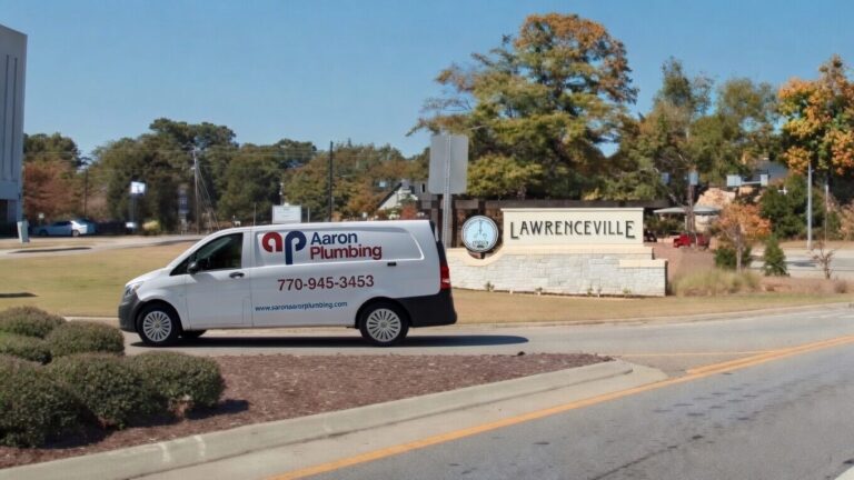 plumbing truck with a plumber in Lawrenceville