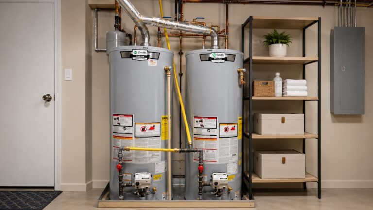 2 water heaters serviced by Aaron Services in Lawrenceville