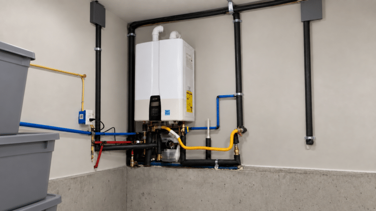 A recently installed tankless water heater
