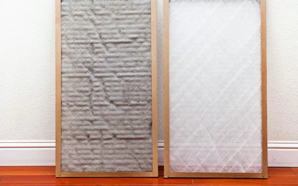 dirty air filter compared to clean air filter for hvac system