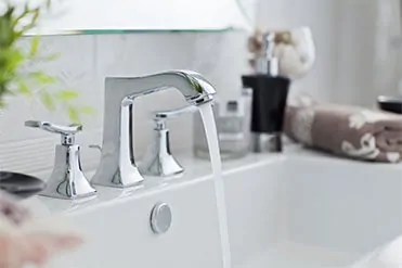 Beautiful bathroom faucet installed is one of many general plumbing services offered.